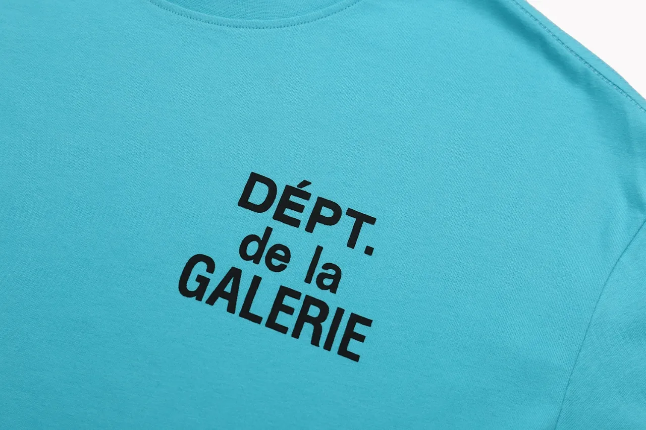 648#Gallery Dept New Classic Basic French Letters LOGO Basic Slogan Round Neck Short Sleeve T-Shirt Pure Cotton Tee Royal Blue Red Lake Blue Apricot Print Blue Apricot Print Black S～XL p90